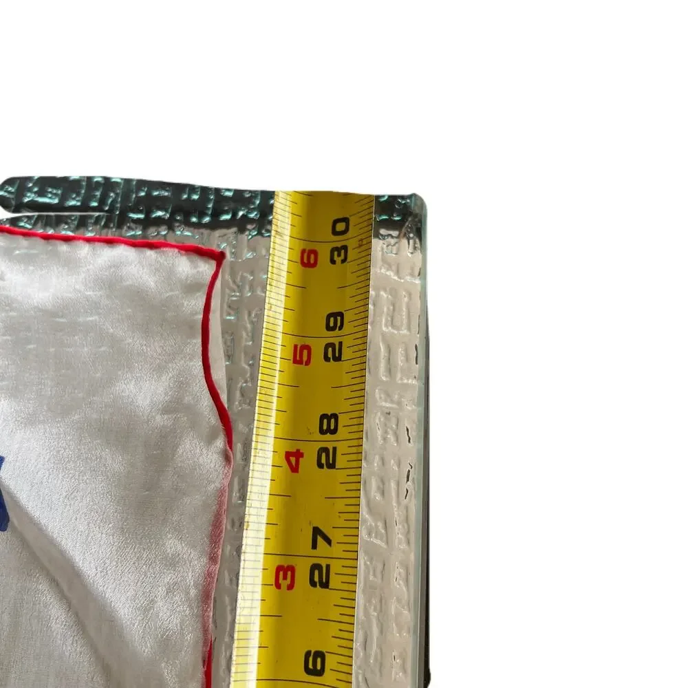 Glentex Silk Scarf White Red Blue 30x30 - Picture 2 of 4